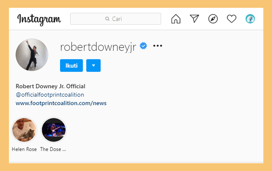 Akun Instagram Artis
