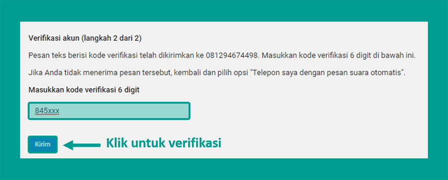 Kode Verifikasi Akun