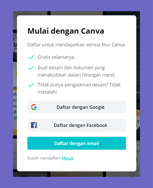 Masuk ke Canva