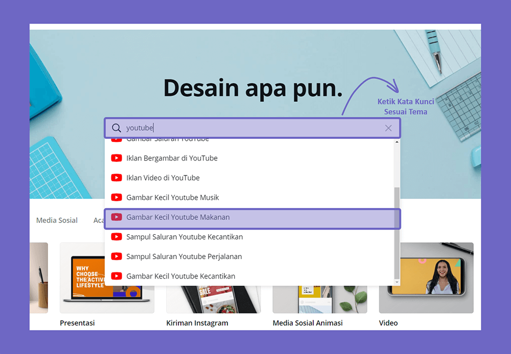 Memilih Jenis Desain yang ada di Canva