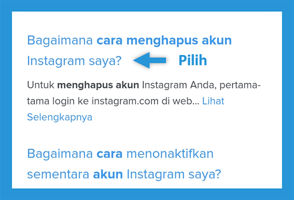 Pilih Topik Bantuan Instagram