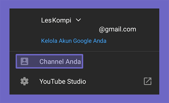 Menu Channel Anda Aplikasi Youtube