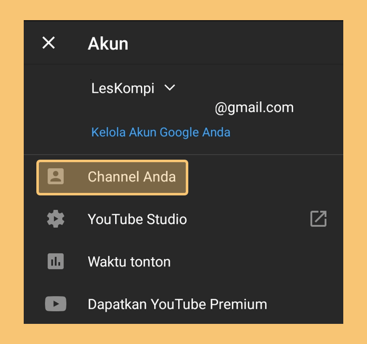 Menu Channel Anda di Youtube