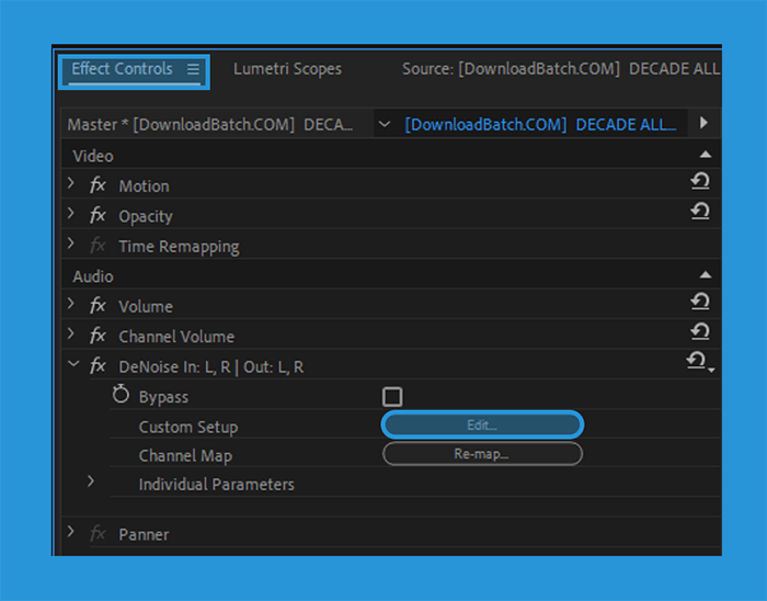 Menu Efek Control Untuk Hilangkan Noise Video