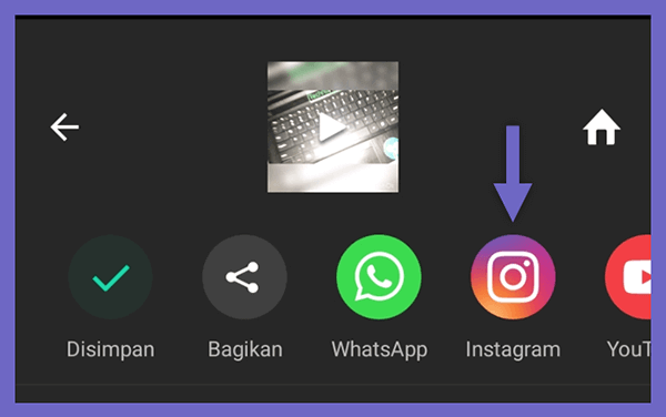 Menu Share Instagram di Inshot