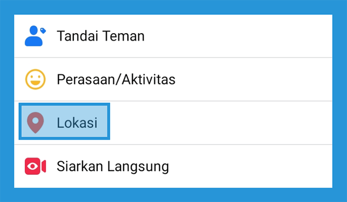 Menu Lokasi Facebook