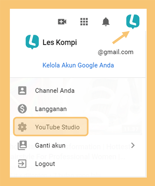 Menu Youtube Studio