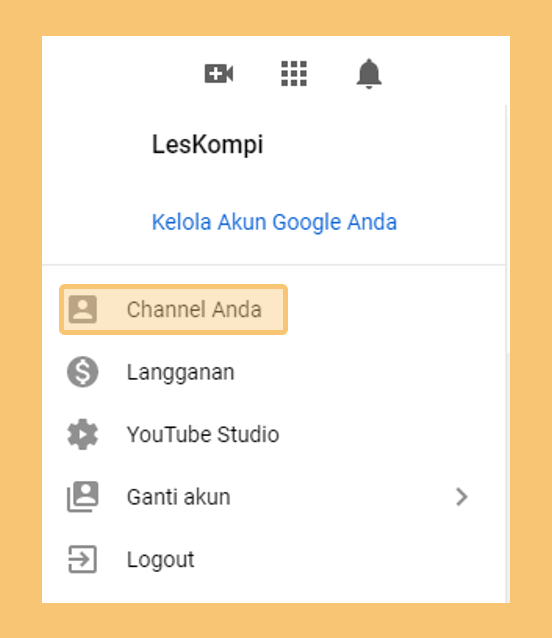 Menu Channel Anda Youtube