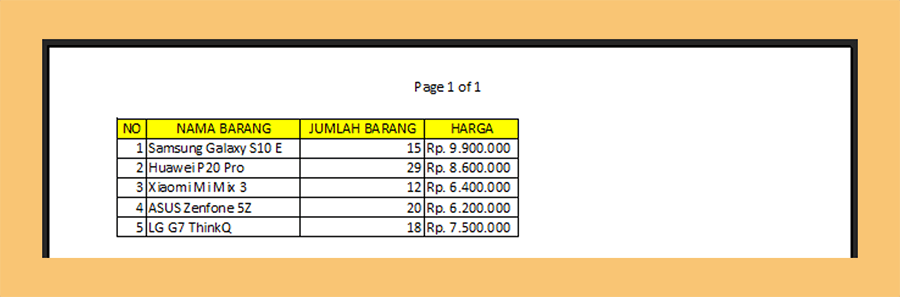Menu Print Review Excel