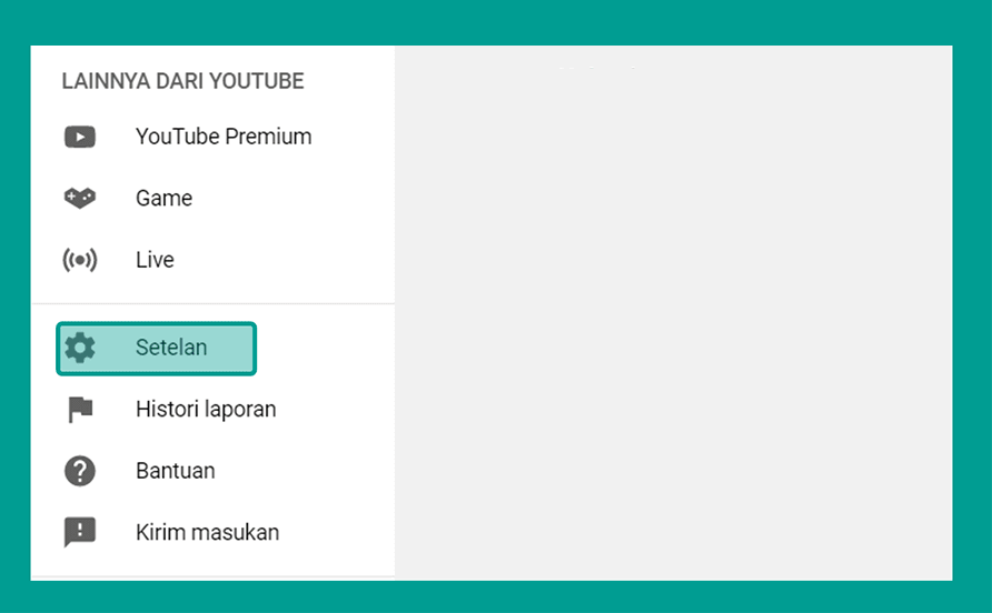 Menu Setelan Youtube HP