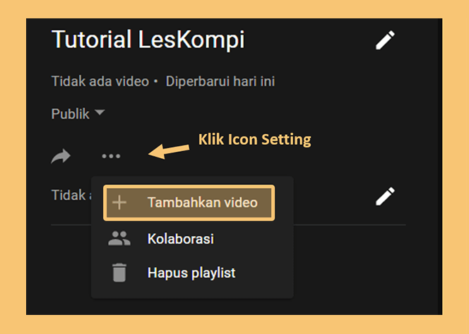 Setting Tambahkan Video