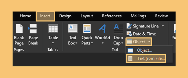 Menu Insert Text From File