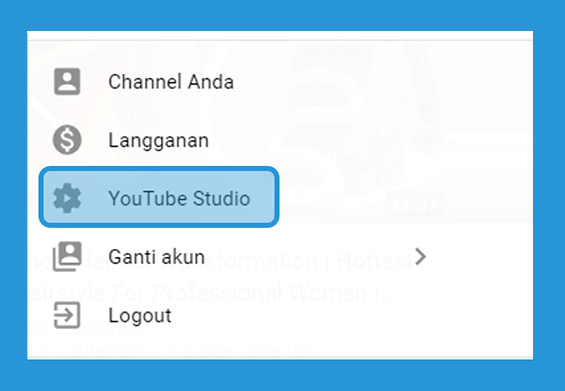 Menu Youtube Studio di Channel