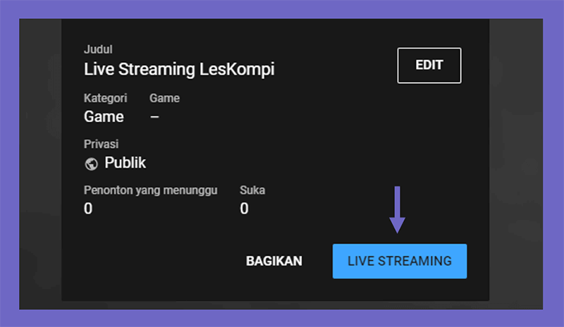 Tombol Mulai Livestream