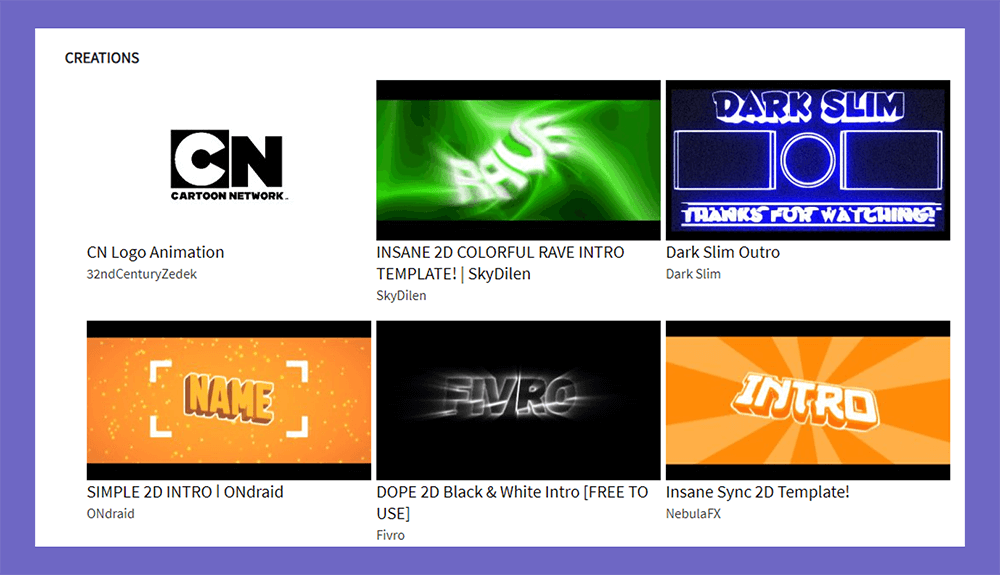 Pilih dan Atur Template Untuk Intro Youtube