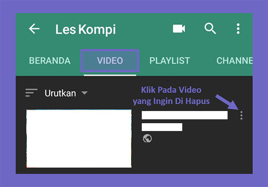 Pilih Video Youtube yang Ingin Dihapus