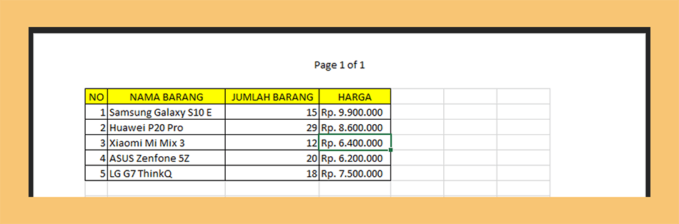Preset Data Header Untuk Dokumen