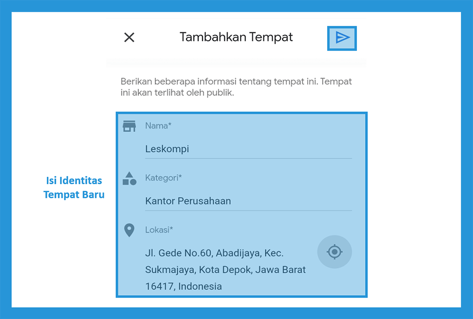 Atur Informasi Tempat Baru di Maps