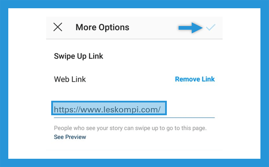 Contoh Swipe Up Link di Instagram