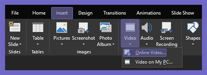 Tab Insert Video Power Point