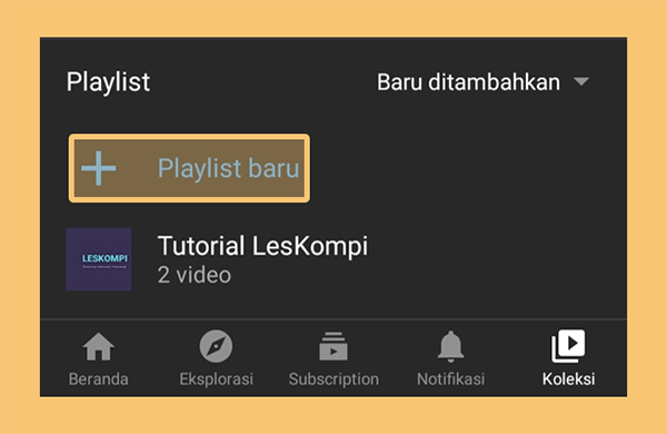 Atur Tambah Playlist Baru