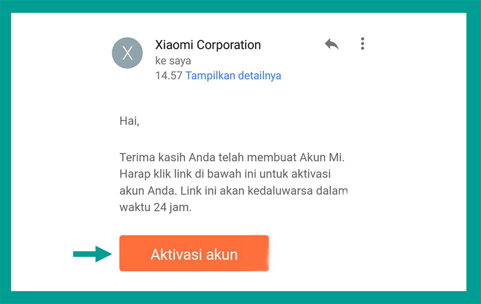 Aktivasi Akun Xiaomi di Email