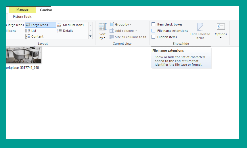 Setting Ekstensi Nama File