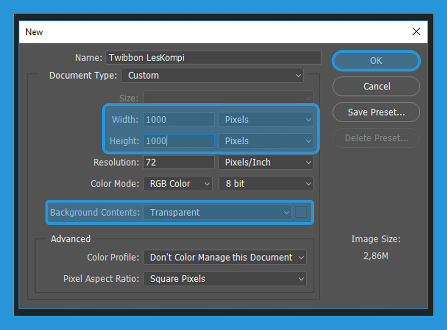 Setting Resolusi Awal