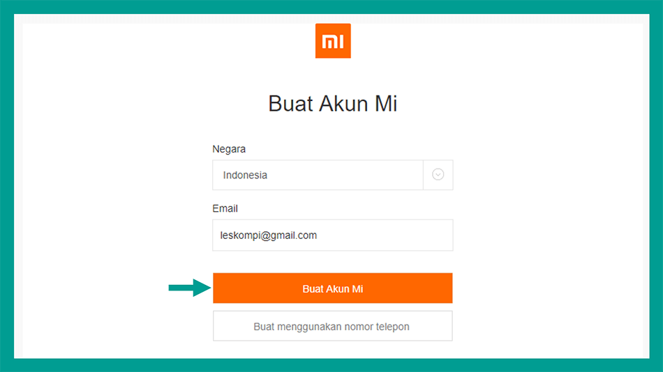 Tombol Buat Akun Mi