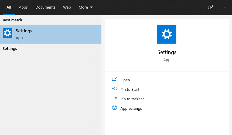 Settings Windows 10