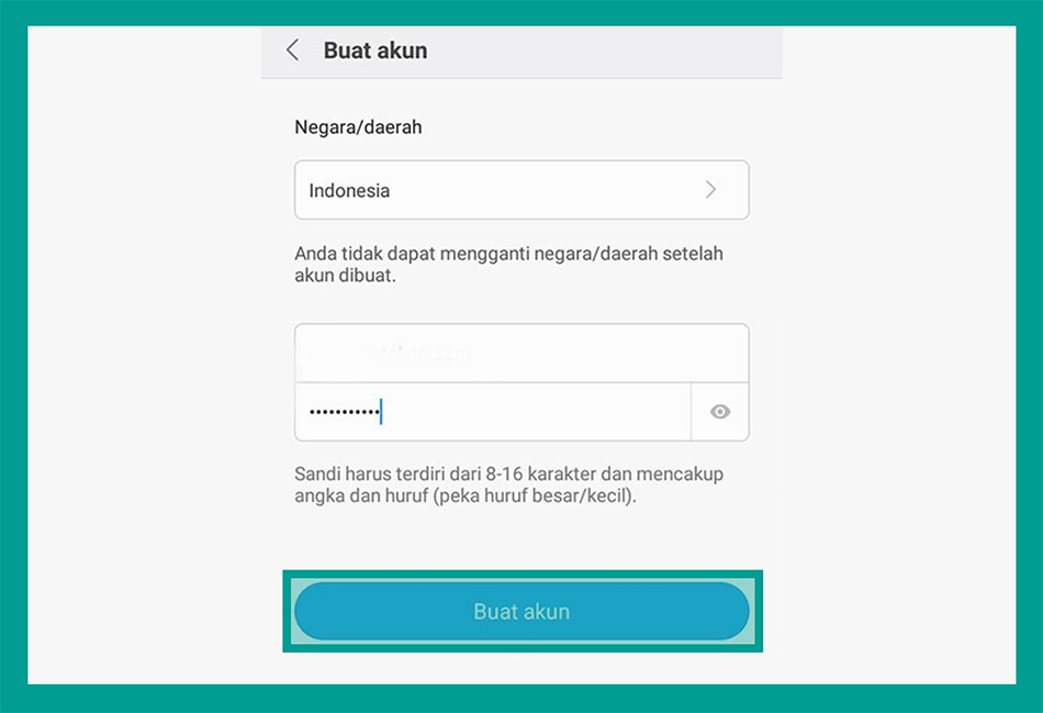 Form Pendaftaran Akun Xiaomi