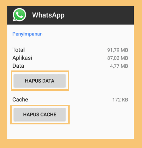 Hapus Data dan Cache di Aplikasi WhatsApp