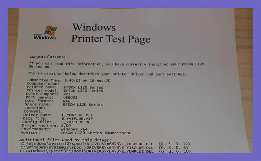 Hasil Test Page Windows