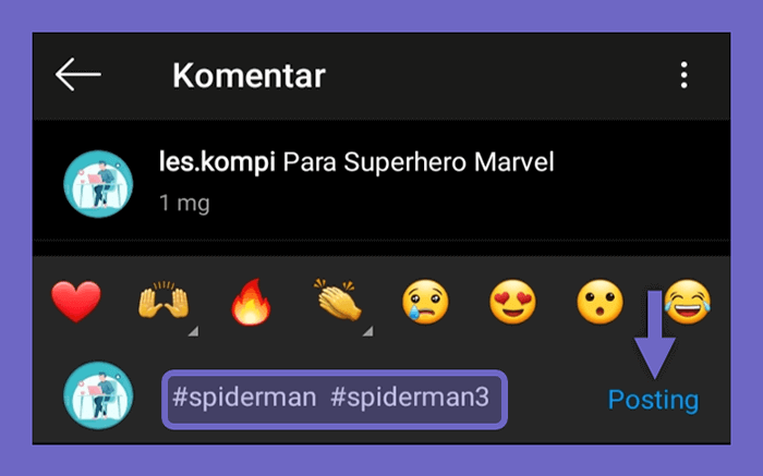 Posting Hashtag di Komentar