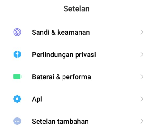 Menu Aplikasi di HP