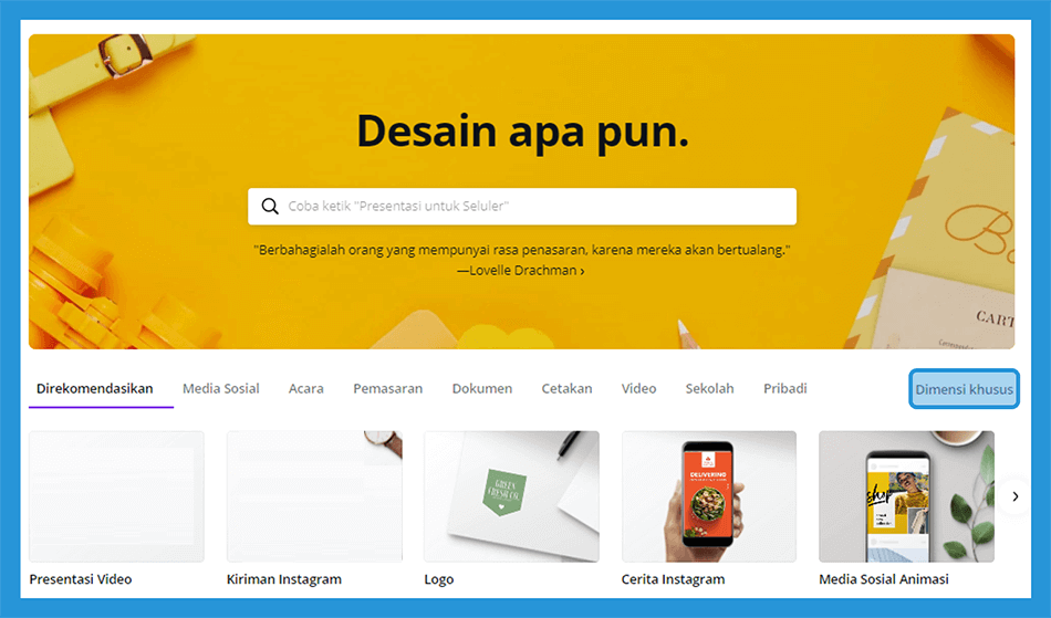 Pengaturan Dimensi Canva