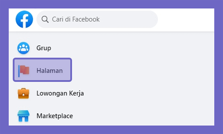 Menu Halaman FB di PC