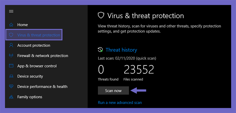 Scan Windows Defender