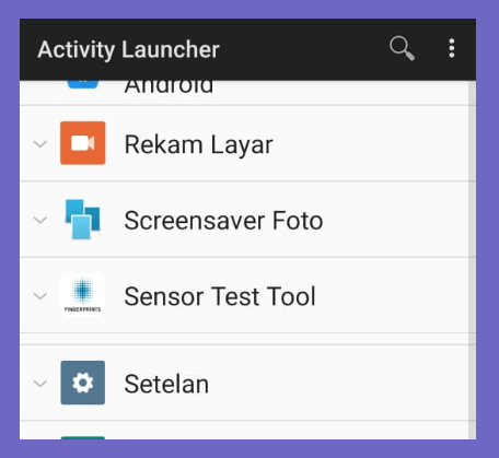 Setelan di Activity Launcher