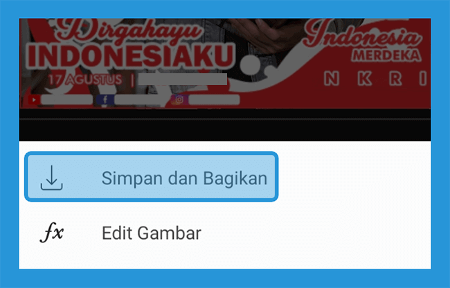 Menu Simpan dan Bagikan Foto