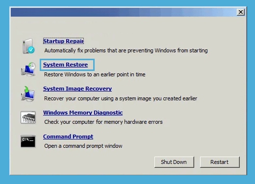 System Restore di Recovery