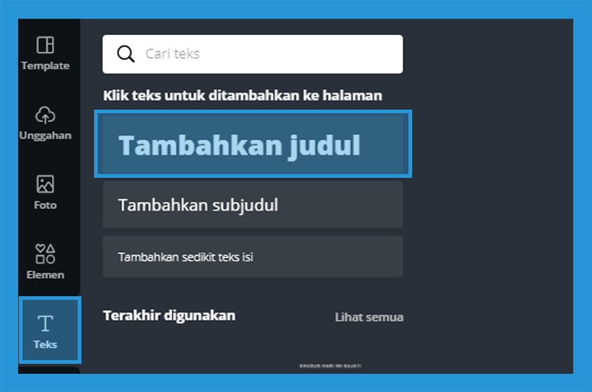 Tambah Teks di Canva