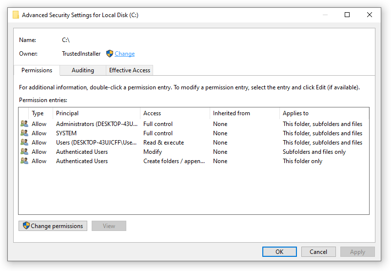 Change Security Settings