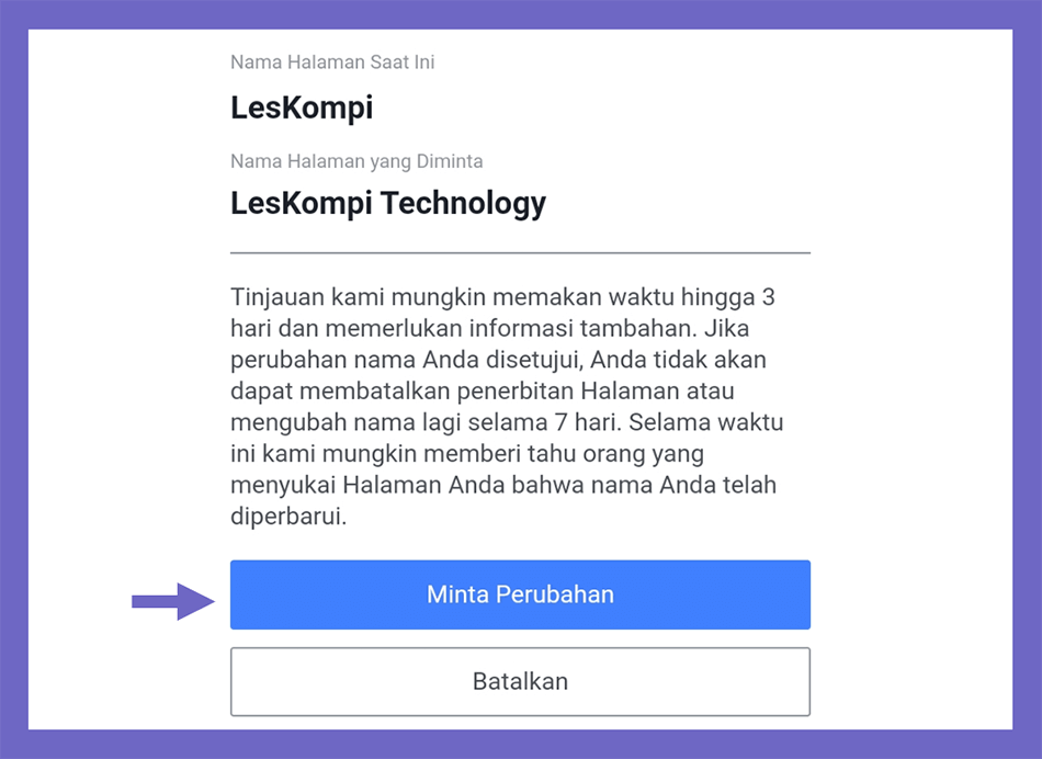 Mulai Perubahan Nama FB