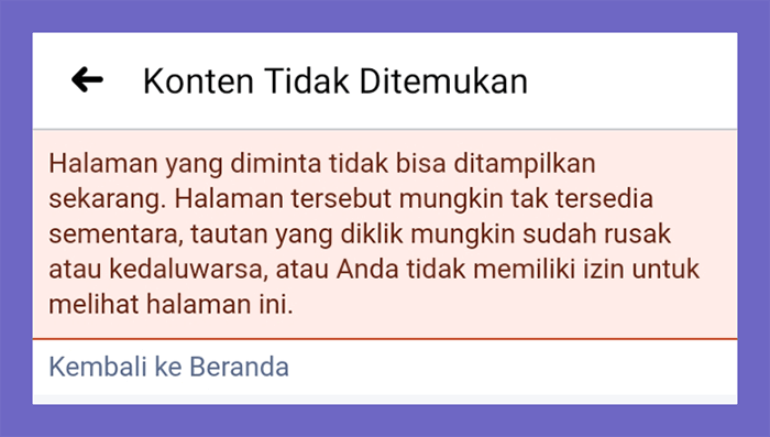 Notifikasi Error di FB