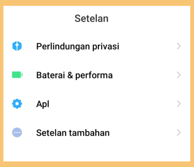 Menu Pengaturan Aplikasi di Setelan