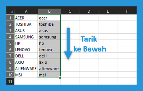 Mengubah Lowercase di Excel