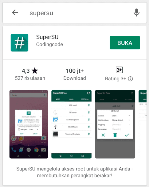 Aplikasi SuperSU di Playstore