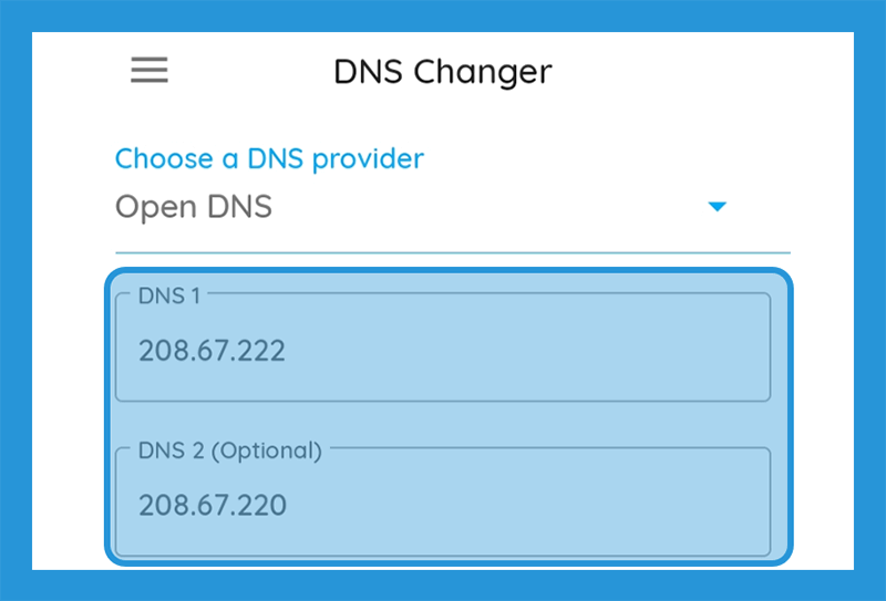 Mengatur Menu DNS di Aplikasi DNS Changer