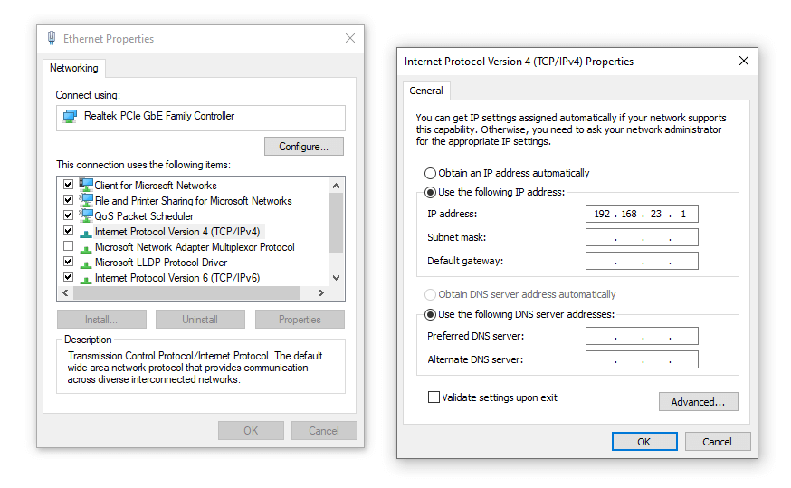 Contoh IP di Properties Internet